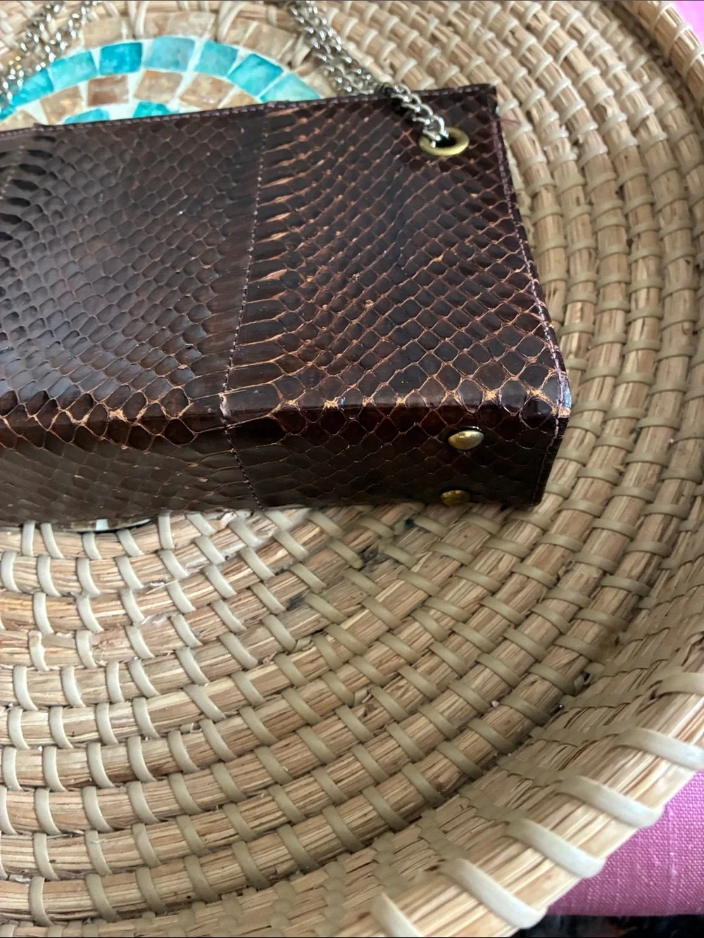 Snakeskin vintage unbranded Chain Strap Clutch
